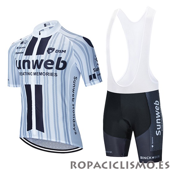 2020 Maillot Sunweb Tirantes Mangas Cortas Blanco Negro